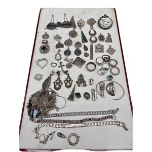 Vintage Sterling Silver Charms Pendants Lot 368g Tested .925 Mix Wearable Scrap